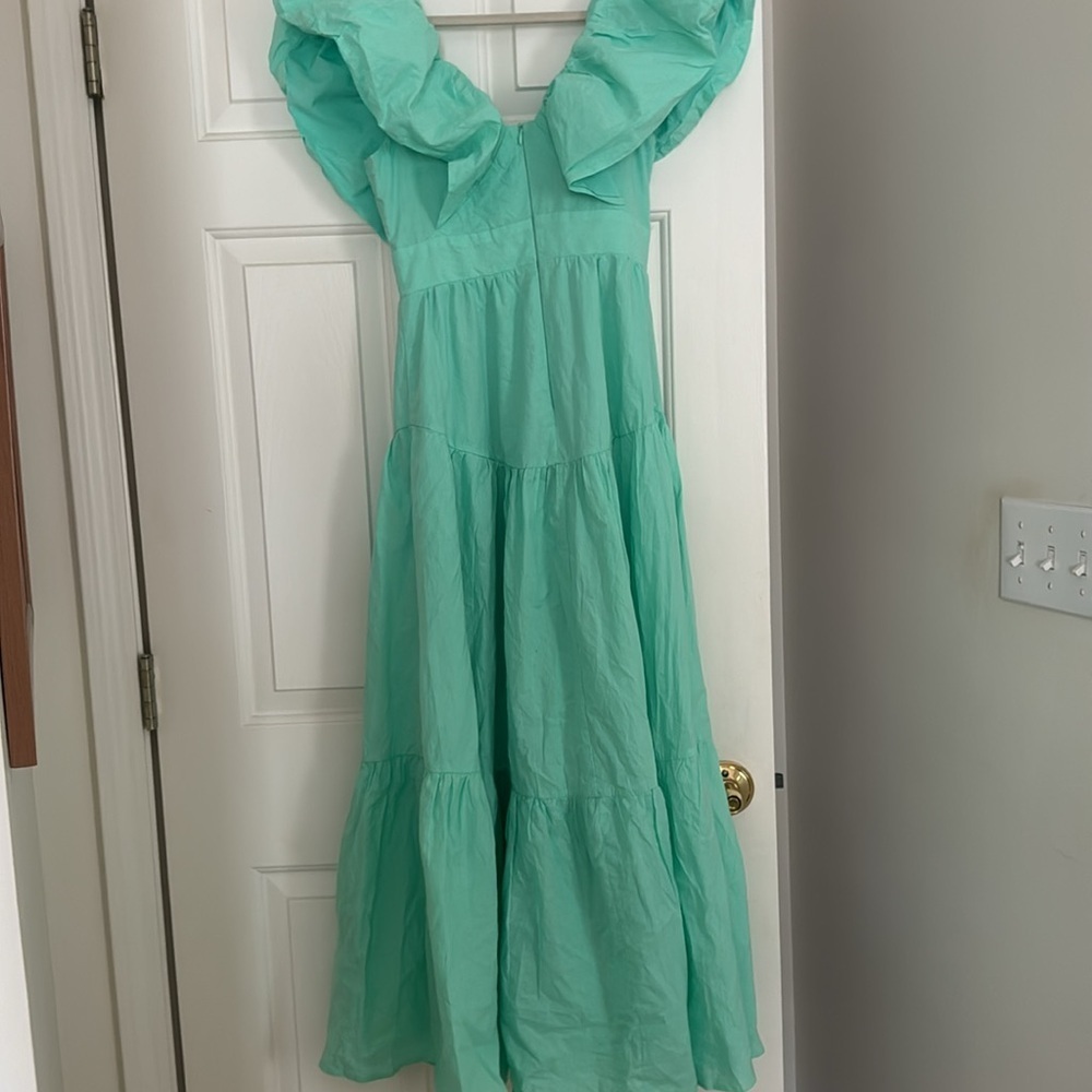 Green Puff Sleeve Dress - Picture 7 of 8